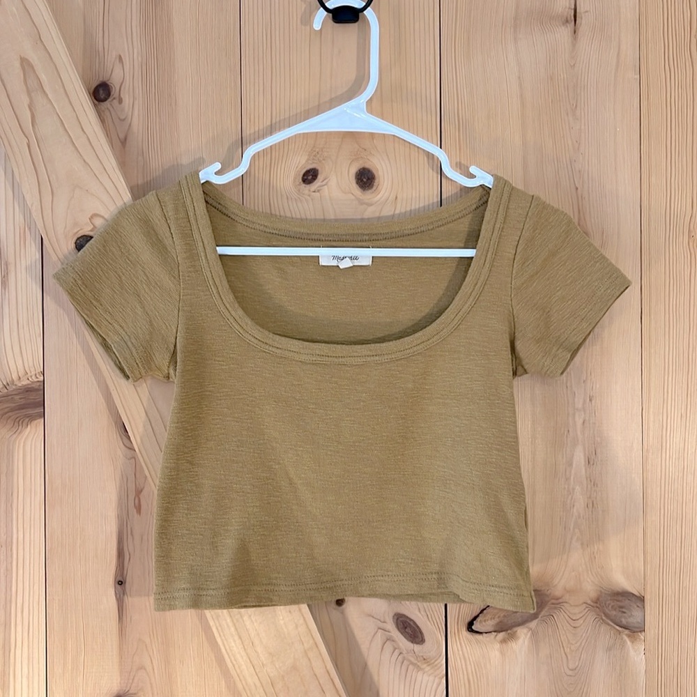 Madewell cropped t-shirt, dark mustard xxs